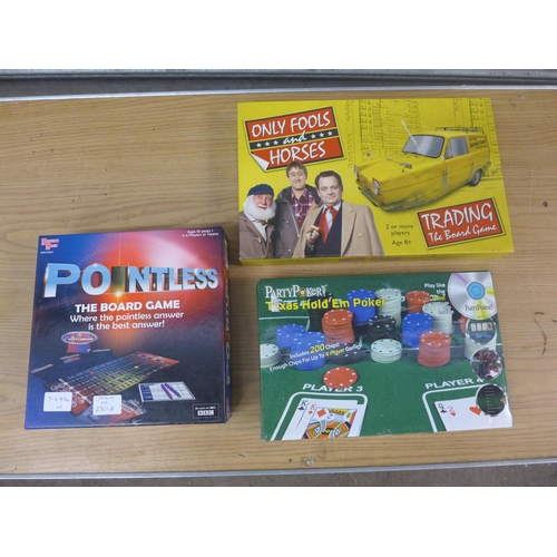 2301A - 3 Board games inc. Pointless, Party Poker and Only Fools and Horses