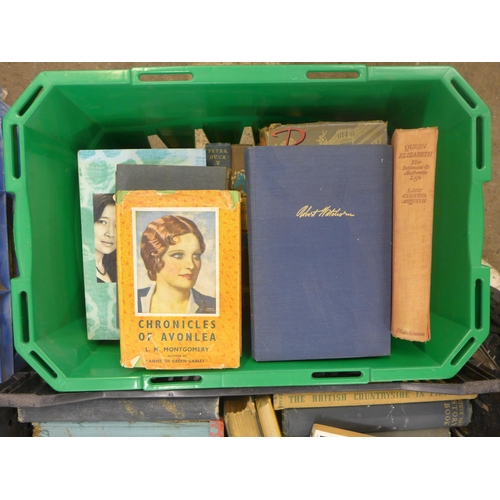 2310 - Six boxes of vintage books including Charles Dickens, Brittanias Bulwarks and books on Robin Hood