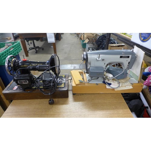 2376 - 2 Sewing machines 1 Singer - W & 1 Jones - a/f