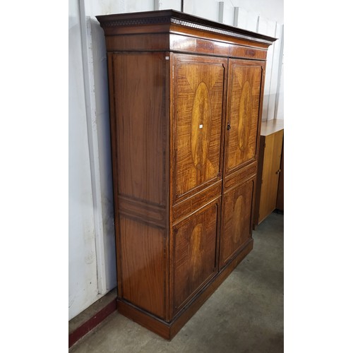 129 - A Victorian Sheraton Revival inlaid satinwood wardrobe