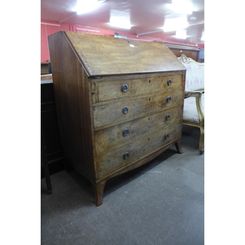 133 - A George II inlaid plum pudding mahogany bureau