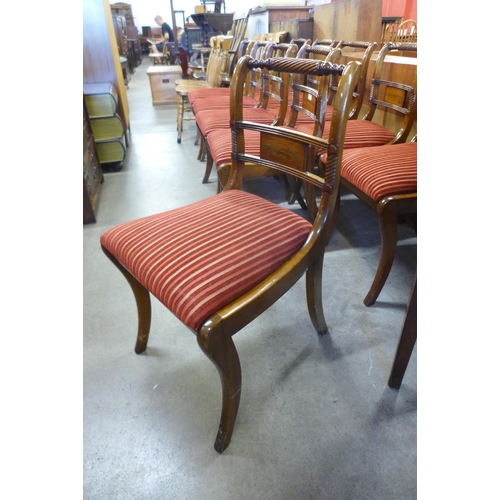 153 - A set of ten Regency style inlaid mahogany dining chairs