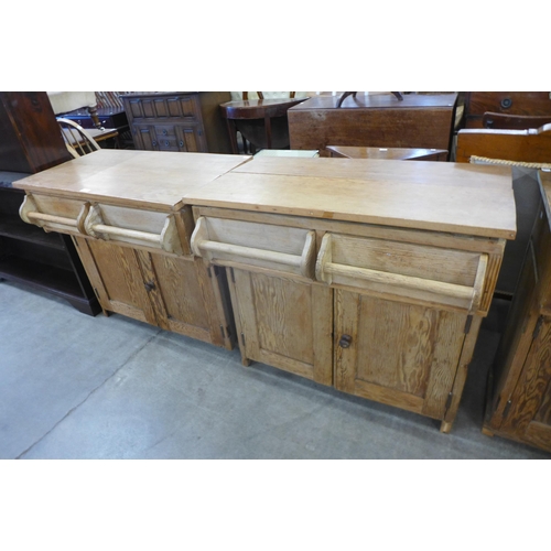 162 - A pair of reclaimed pine and pitch pine kitchen cupboards