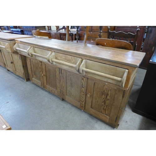 163 - A reclaimed pine and pitch pine kitchen dresser