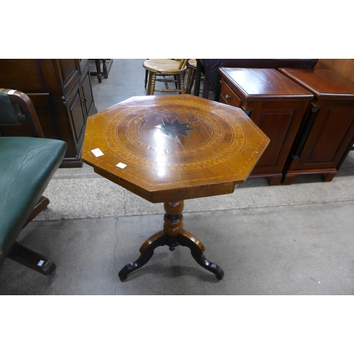 168 - A late 19th Century Italian Sorrento inlaid walnut octagonal tripod occasional table