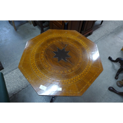 168 - A late 19th Century Italian Sorrento inlaid walnut octagonal tripod occasional table