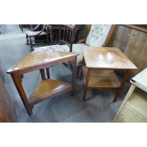 196 - An occasional oak table and corner table