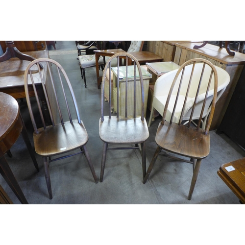 198 - A set of three beech kitchen chairs