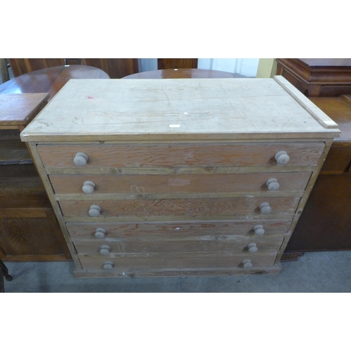 218 - A pine six-drawer plan chest