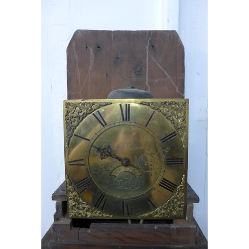 231 - An 18th Century oak 30-hour longcase clock, the brass dial signed John Wood, Grantham