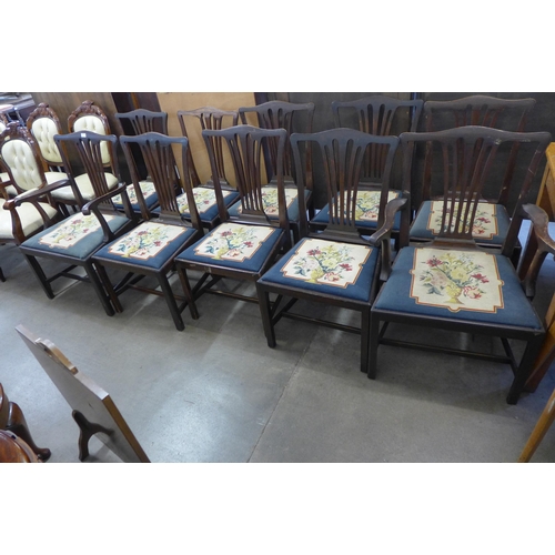 257 - A set of ten George III style mahogany dining chairs