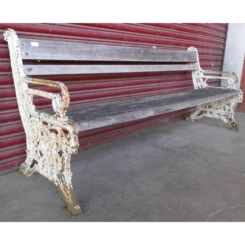 266 - A Victorian cast iron framed bench