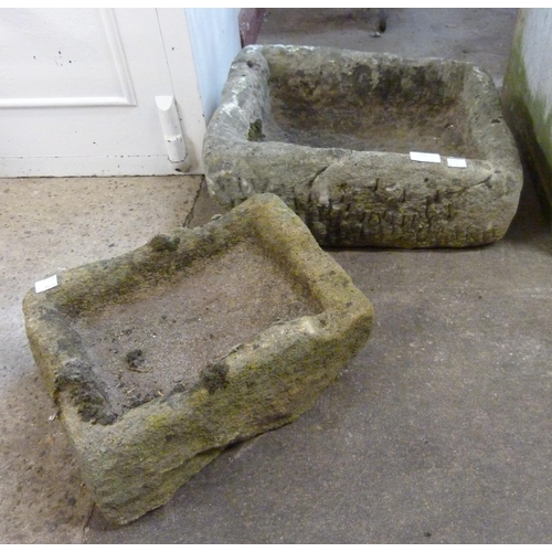 274 - Two concrete garden troughs