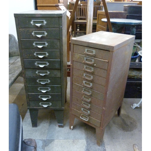 289 - Two steel industrial index drawer cabinets