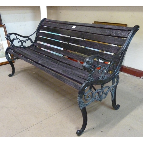 297 - A Victorian style cast alloy ended garden bench