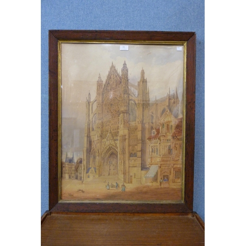 301 - Francis Elliott Voyle, continental church scene, watercolour, framed