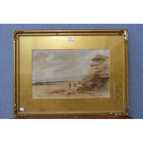 302 - Edwin Siddall, coastal landscape, watercolour, dated 1892, framed