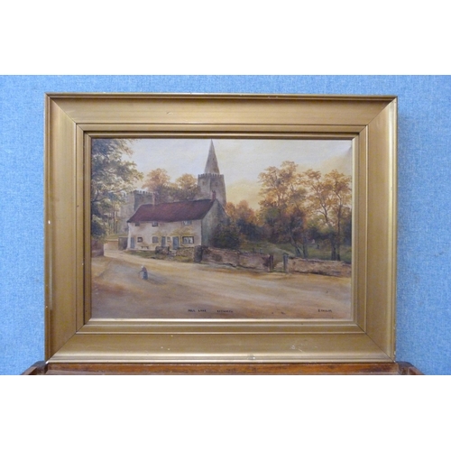 305 - E. Taylor, Mill Lane, Kegworth, oil on canvas, framed