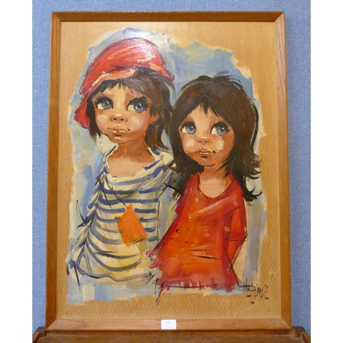 311 - Manner of Michel Thomas, study of children, oil on board