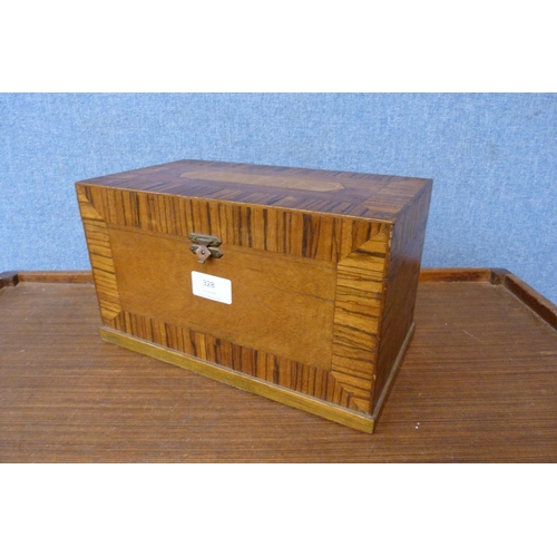 328 - An Art Deco inlaid walnut lady's jewellery box