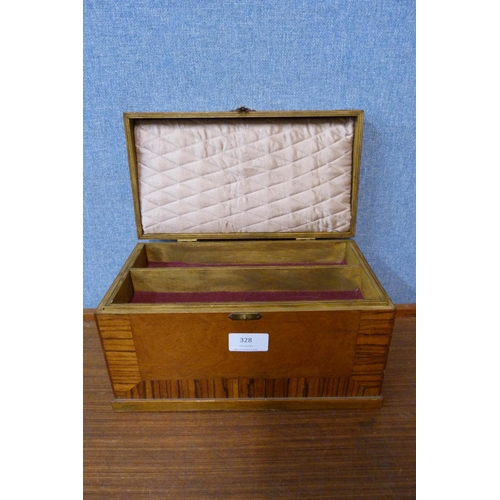 328 - An Art Deco inlaid walnut lady's jewellery box