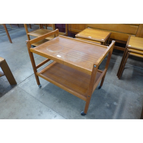 39 - A Danish teak two tier cocktail trolley