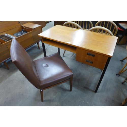 52 - A teak desk and chair