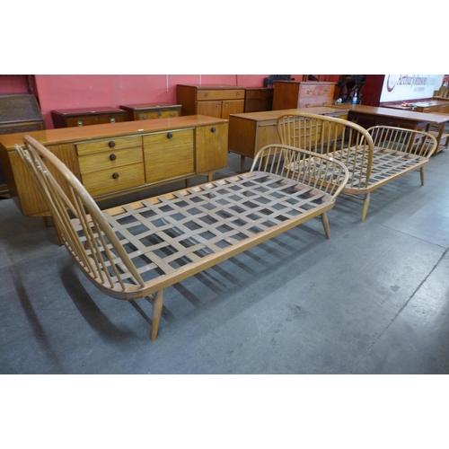 57 - A pair of Ercol Blonde beech single beds