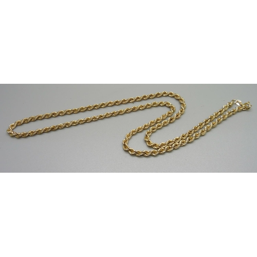 1068 - A 9ct gold rope twist necklace, 6.8g