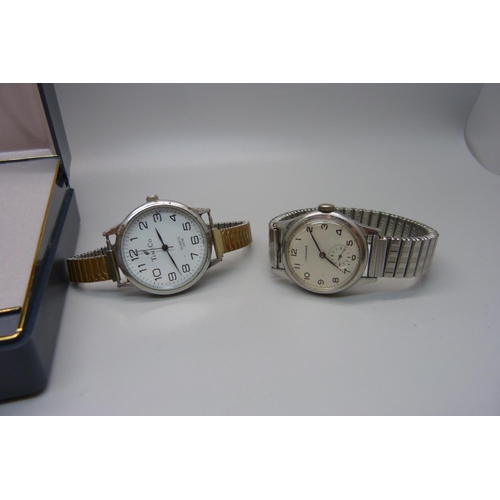 1086 - Four wristwatches including a Longines, the case back marked West End Watch Co., and a boxed lady's ... 