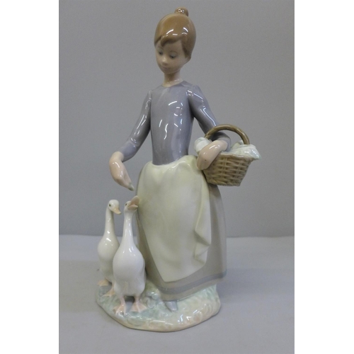 606 - A Lladro figure, Pacing the Ducks, 25cm