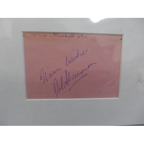 616 - Rock n Roll: a mounted autograph display, Del Shannon, 1965