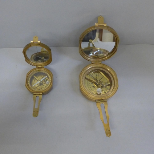 623 - Two Stanley London brass compasses