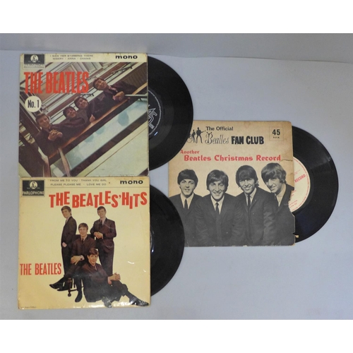 625 - The Beatles Souvenir Song Album, two The Beatles EPs and a fan club 7