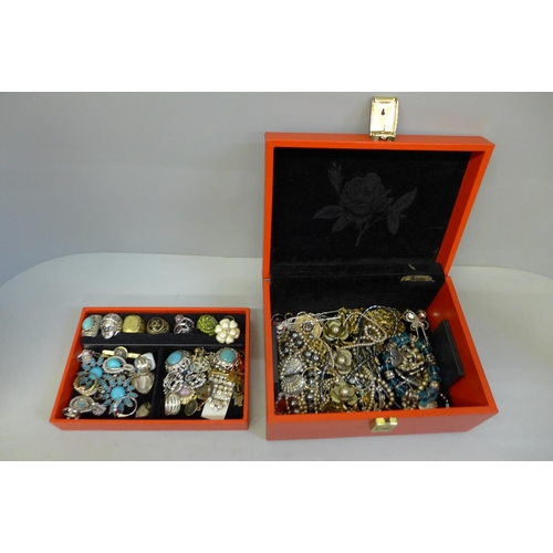 641 - A collection of costume jewellery including silver