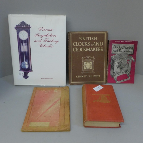 650 - Clocks and Watches and Bells for Public Purposes, 1903 and four other books relating to clocks