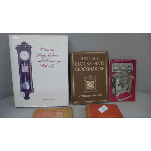 650 - Clocks and Watches and Bells for Public Purposes, 1903 and four other books relating to clocks