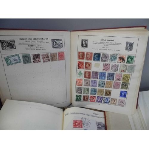 656 - Three albums of stamps including some Victorian penny reds, Worldwide, Japan, Ethiopia, etc.