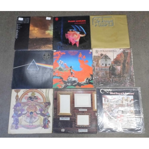 666 - Twelve LP records including David Bowie, Pink Floyd, Black Sabbath, etc.