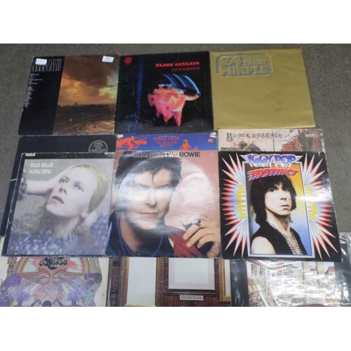 666 - Twelve LP records including David Bowie, Pink Floyd, Black Sabbath, etc.