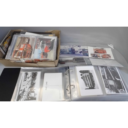 687 - Postcards; a quantity of postcards of trams and buses in albums and loose