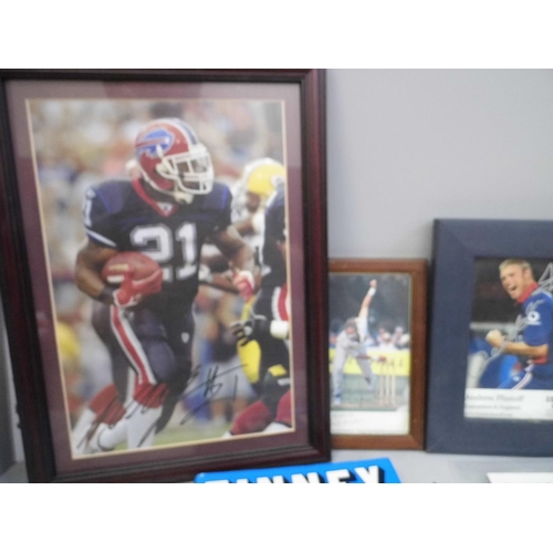 694 - Sporting memorabilia; a collection of autographed items including a letter from Dennis Compton, a bo... 