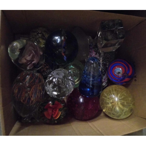 698 - Twenty paperweights; nineteen glass and one acrylic