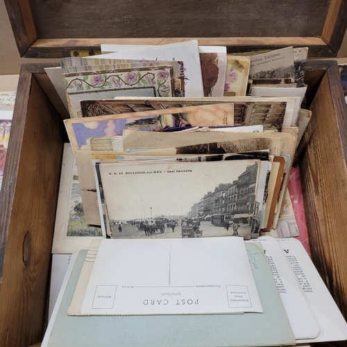 738 - A box of Edwardian and later postcards and greetings cards