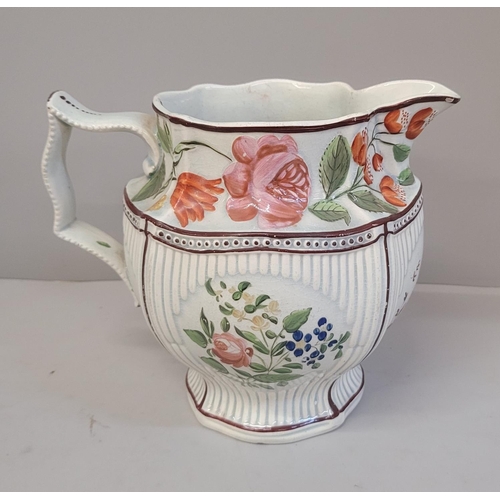 761 - A George III hand painted water jug, personalised and dated 1813