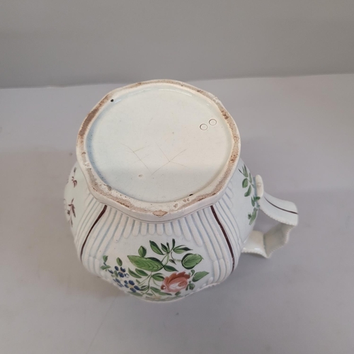 761 - A George III hand painted water jug, personalised and dated 1813