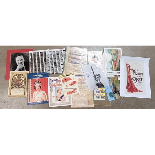 764 - A collection of ephemera including autographs, (including Clint Eastwood) Coronation programmes, pho... 