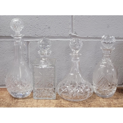 788 - Four crystal cut glass decanters