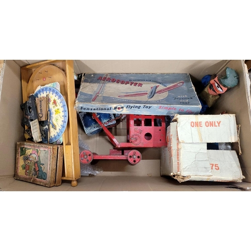 803 - A pressed steel toy crane, a Mary Lou battery operated toy washing machine, three Kewpie dolls, baga... 