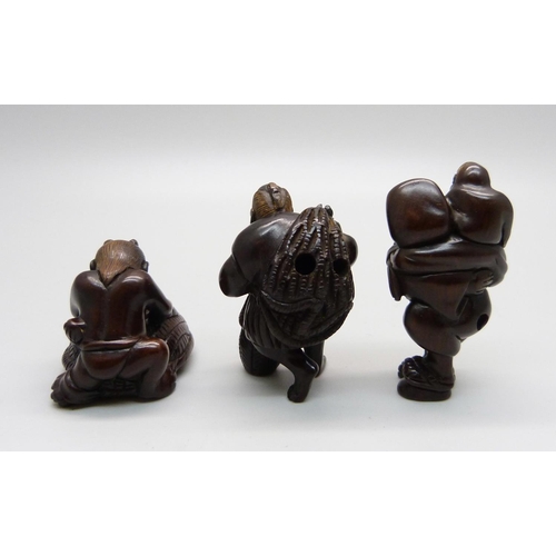 874 - Three carved netsuke